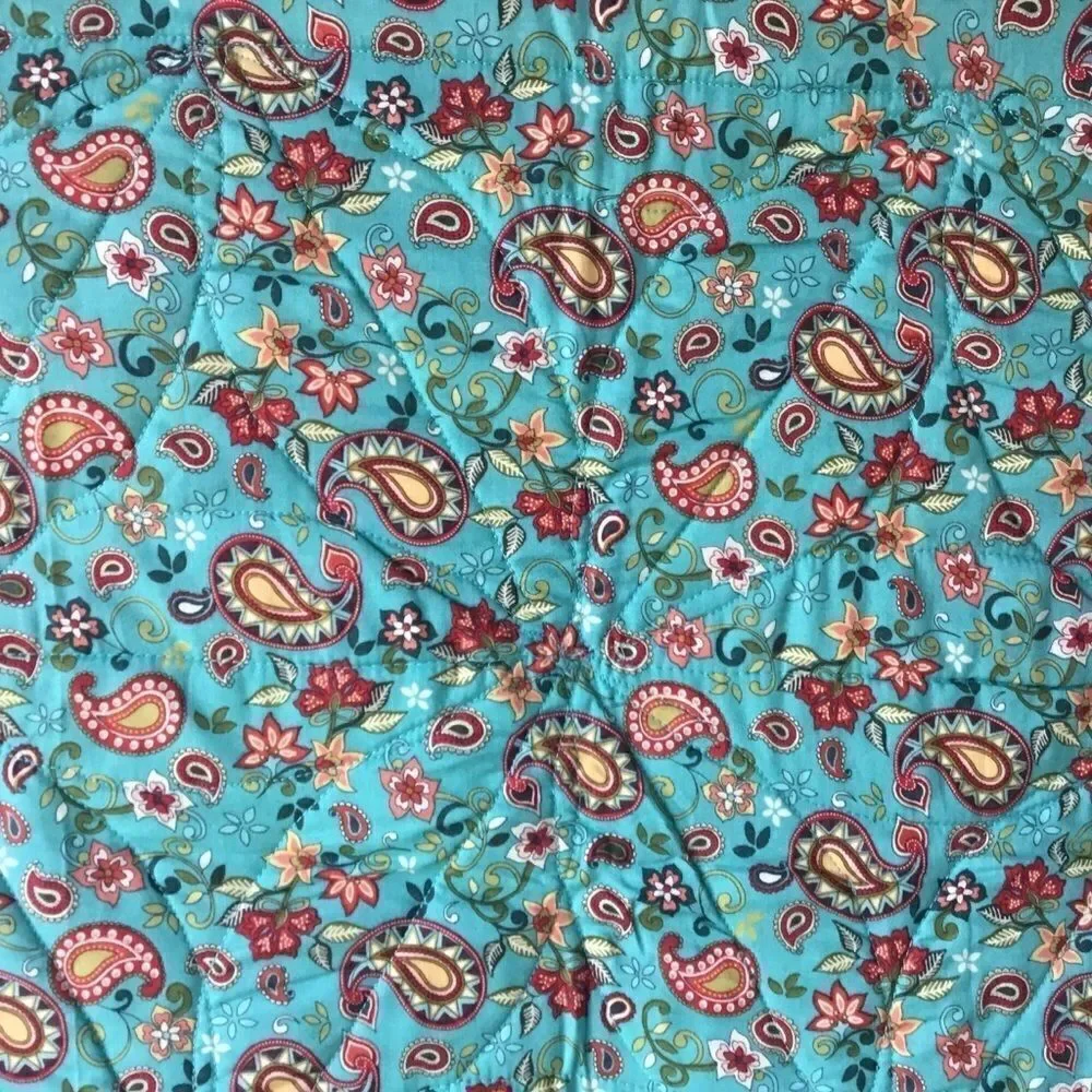 Hand Crafted Pink, Green, Teal & White Patchwork Quilt